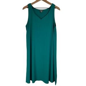 J.Jill Wearever Women's V Neck Teal Dress L P Classic Casual